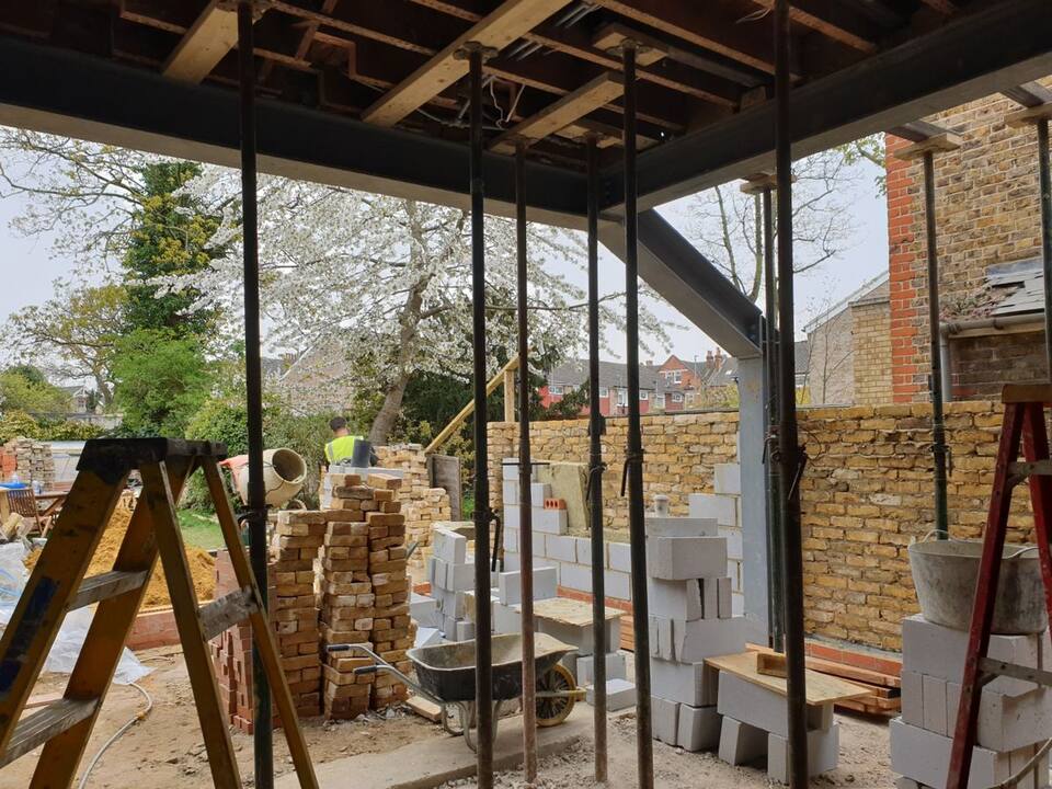 Extension steels, seen from inside the house