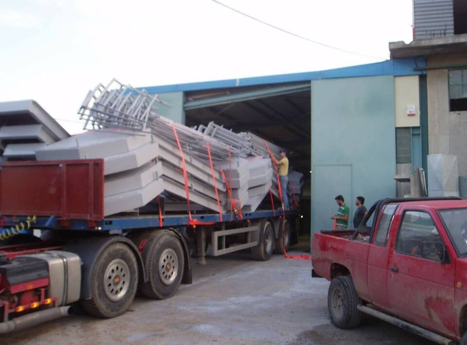 Galvanised stairs and frames loaded at our workshop